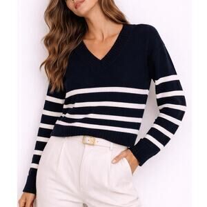 Abercrombie Fisherman Merino Wool Sweater XS Blue White Stripe Nautical Coastal